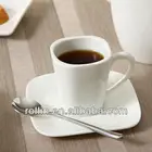 Elegant white square porcelain espresso cup with square saucer