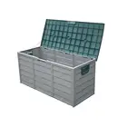 290L big capacity pp plastic garden storage box with handles and wheels green