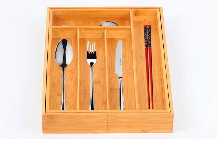 Bamboo Utensil Cutlery Flatware Silverware Storage Organizer