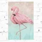 Hot selling Flamingo wall art canvas painting with hand paint canvas embellishment