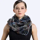 CX-S-154Q Winter Wholesale Knitting Women Real Rex Rabbit Fur Muffler Scarf