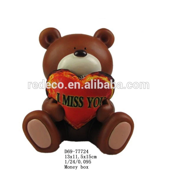 valentines day gifts resin wholesale figurine bear with money