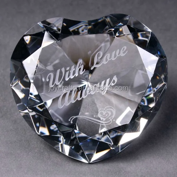with love always clear heart shaped crystal paperweight