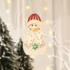 Christmas Pendant Drop Orname Snowman Wooden Shapes Christmas Ornaments Craft Xmas Gifts Decorations for home window