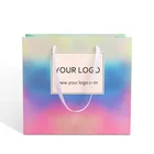 eco friendly fine craft holographic paperboard paper bag for shopping packaging with drawstring ribbon