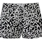 shorts black mens black & white grid elastic waist gym board shorts black