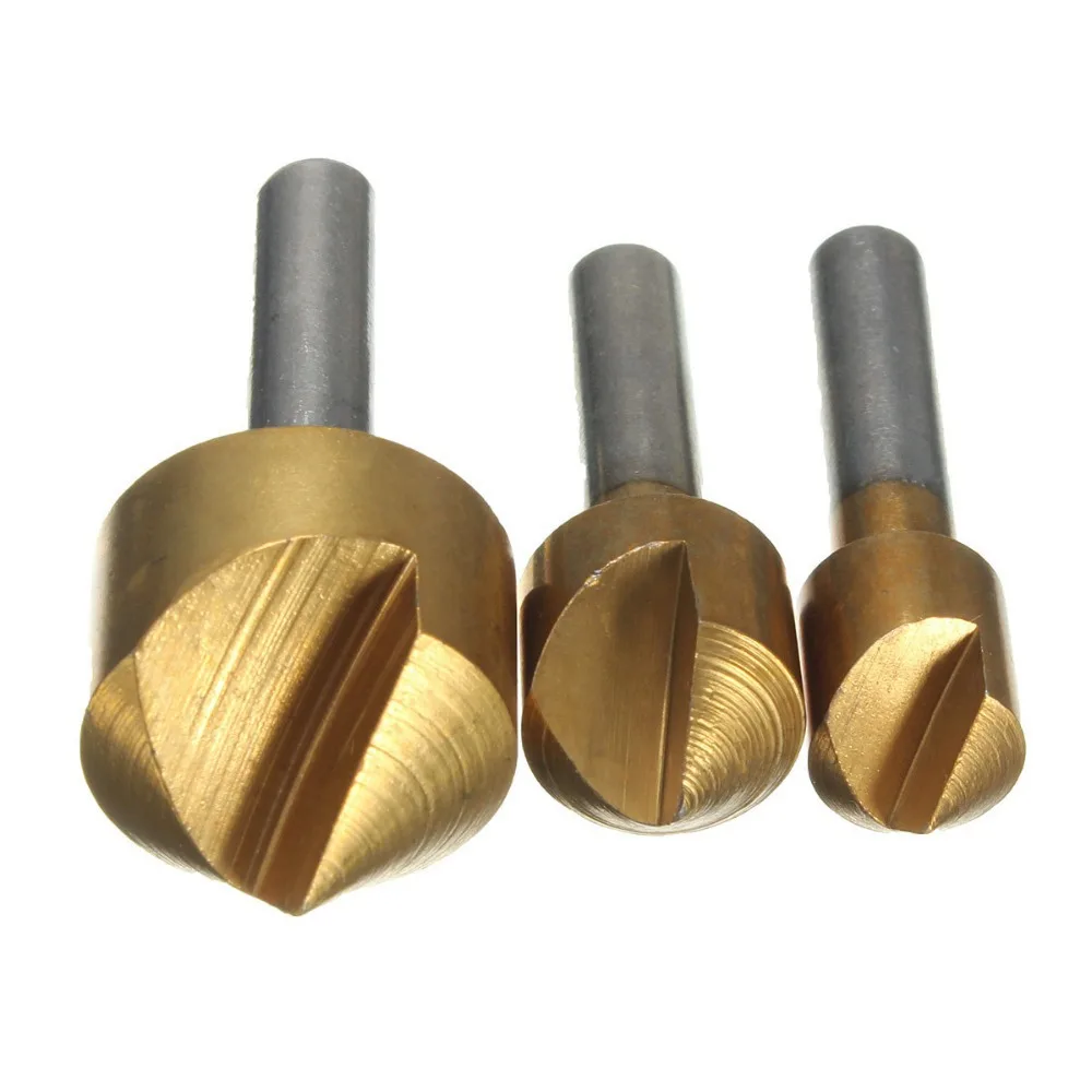 2015 Top Fashion Dremel Ferramentas Brocas 2 Sets/lot _ 3pcs Countersink Deburring Bits Single Chamfering Drill 3/8 1/2 3/4 Inch