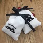 Mini White Plush velvet/ velour drawstring pouch