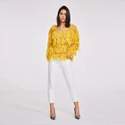 Customized loose casual multicolor knitted Tassel openwork sweater woman