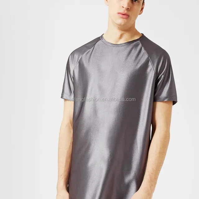 mens raglan sleeves high shine longline t-shirt