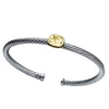 Fashion yellow stone cheap silver cable bracelet