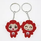China novelty cute design couple key chain OEM customized 3D logo or QR code printed key ring popular couple pendant
