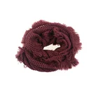 Warp Knit Cashmere Like Acrylic Wine Color Fringe Snood Scarf For Ladies