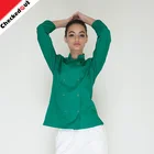 New fashion Long Sleeves Restaurant Hotel Women Deep Green waiter uniforms with Prong Snap Button