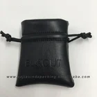 Black Jewelry PU Leather Pouch With Drawstring