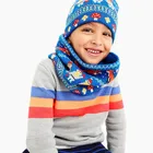 BOY'S 70/30 nylon/wool KNITTED JACQUARD BEANIE SCARF GLOVE SETS