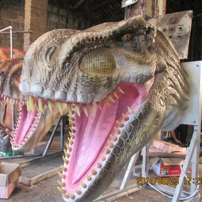 Tamanho natural modelo montado na parede decoração de diversões dinossauro cabeça