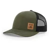 Custom made cotton trucker hats with leather patch