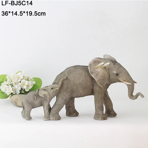 grey resin home statues elephant toy ,big with small elephant