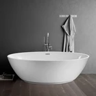 Aifol 63 inch Luxury Contemporary Oval Corner Soaking Standing Tub Bathroom Bathtub for Hotel