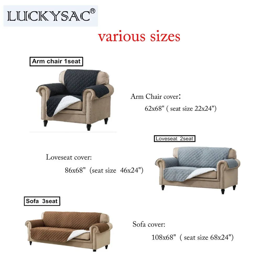 luckysac-reversible sofa cover, quilted pet couch protector