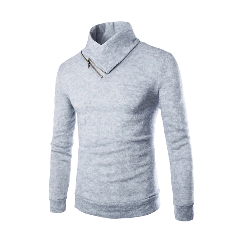 2015 Men Casual Turtlenck Pullover Long Sleeve Zipper Men Sweater Brand Casual Blusa Masculina Free Shipping Men Sueter