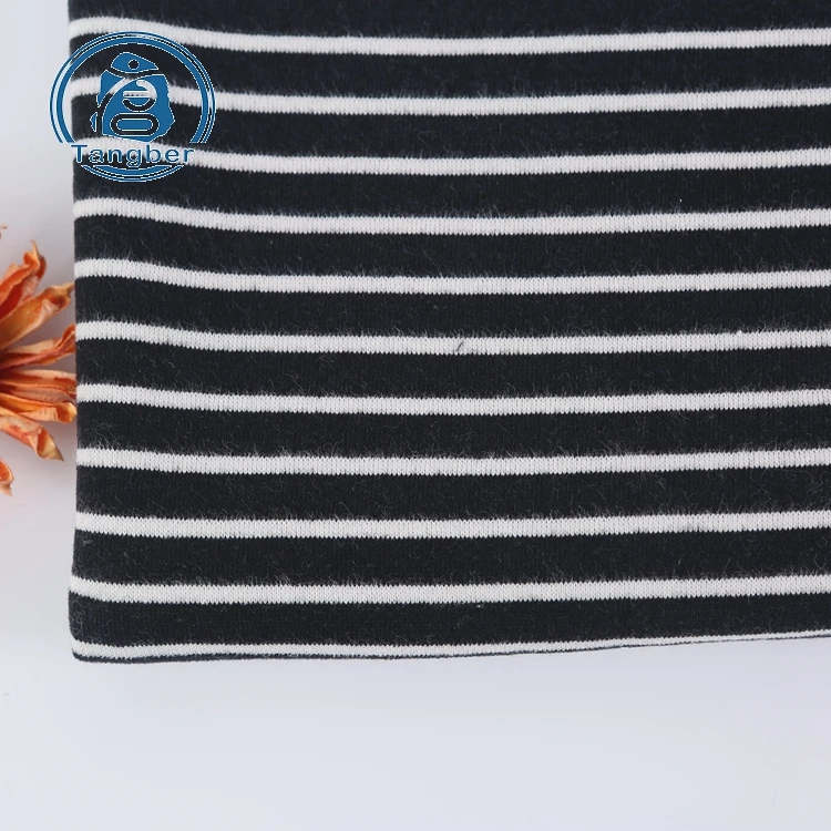 Wholesale fancy design striped cotton polyester brushed fleece fabric for garment