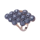 latest women round brilliant black cz sterling 925 silver halo gold plated ring