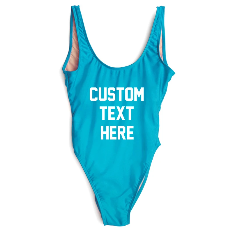 custom text one piece swimsuit