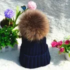 rex rabbit fur rose bonnet hat/embroidered knitted beanie hat with pom pom/hand-knitted hat