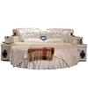 Master bedroom Modern design Multi-functional genuine leather Round bed with TV
