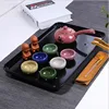 China Traditional Tea Sets Melamine tray Crackle Glaze Teapot 6 colorful Teacup Over Eight-Piece Set Kung Fu tea ceremony