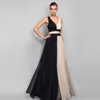 Lady elegant Fit and Flare Draped chiffon evening dress