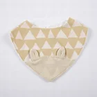 100% cotton washable pink khaki grey geometric print baby apron waterproof customised baby bibs pacifier in stock
