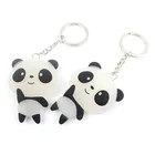 3D Cute Cartoon Animal Logo Design Translucent Soft PVC Rubber Panda Keychain With Metal Keyring