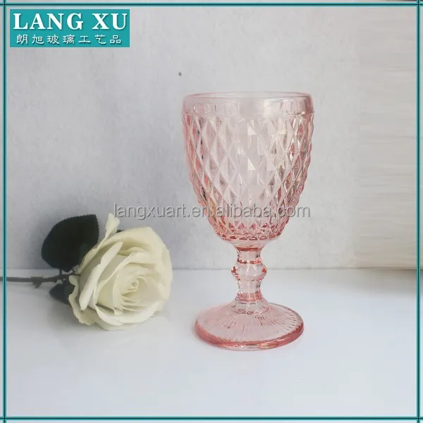 pink water goblets