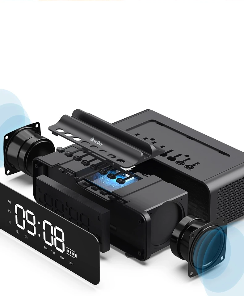 Oneder V06 Speaker Sound Box Professional Smart wireless LED screen Alarm clock active multimedia speaker - ANKUX.COM