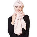 Factory price newest fashion winter ladies scarf and hat sets,lady scarf