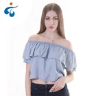 Ruffled neck custom trendy sexy short fashion european young women clothing