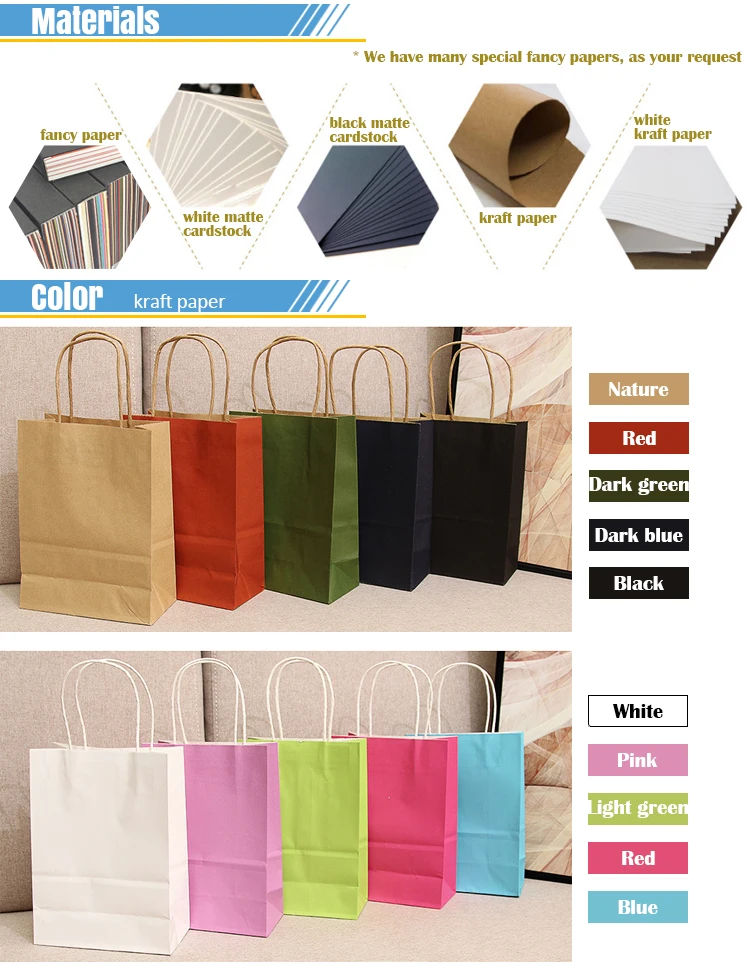 China Factory Your Own Logo Custom Gift Luxurious Shopping Brown White Kraft Paper Packing Bags