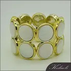 Gold gypsy jewelry chunky mother of pearl bead bracelet bangle