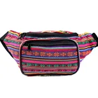 Fanny Pack Waist Bag - Woven Cotton Fabric Bohemian Stripe (Orange Horizontal)