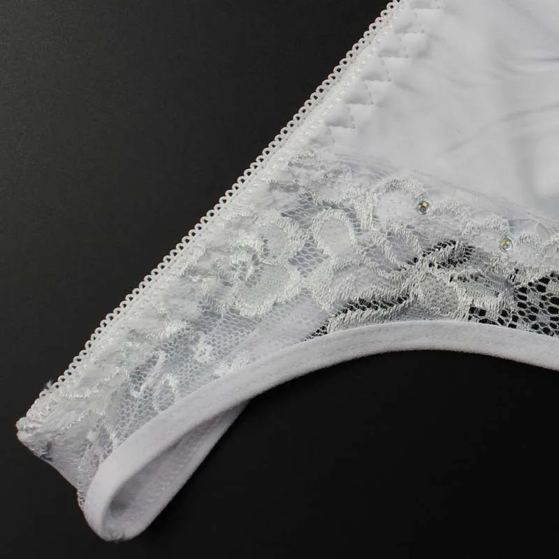Stock Women sey fashion diamond Ice silk underwear women Transparent Taste Temptation t pants lace Low waist transparent panties