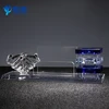 Hot selling business desk set with handshake shape crystal ornament and blue pen holder as decoration or gift
