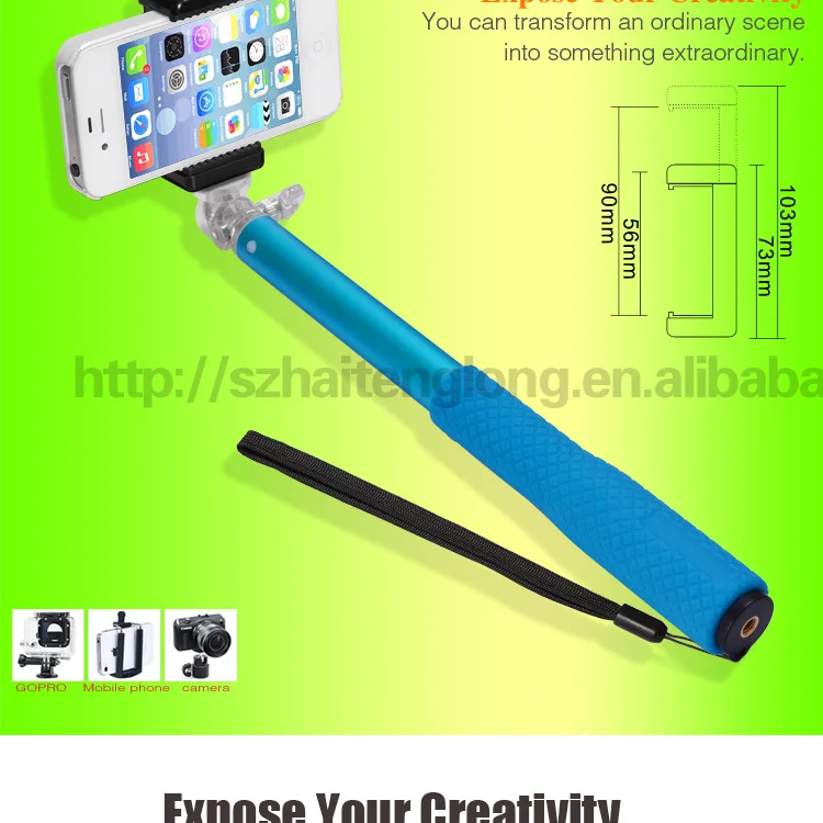 2014 Deluxe Camera compatible selfie tongsis monopod with bluetooth