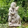 MGO garden ornaments child statue with dog
