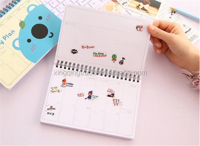 cute animal coil weekly plan notebook table calendar kawaii