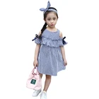 High quality good price classical o-neck off-shoulder dress stripe girls skirt