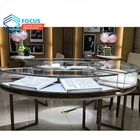 Custom Metal Cabinet Foot Jewelry Display Wood Portable Jewelry Display Cases Round Jewelry Counter Display