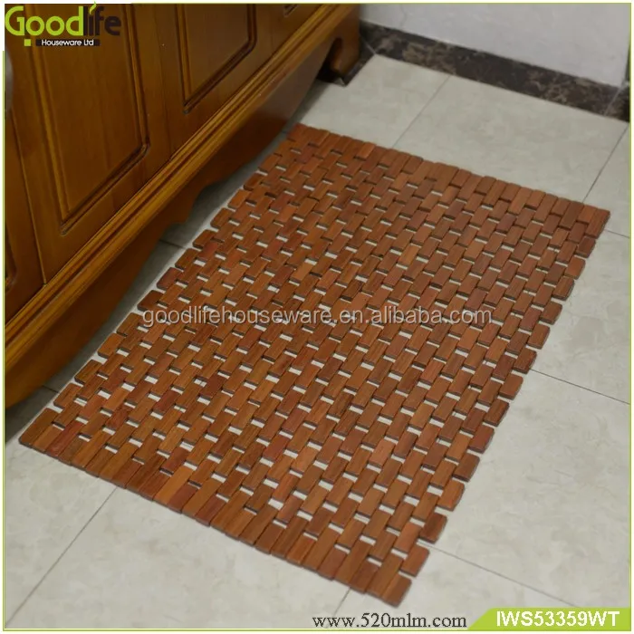 Newest Foldable Teak Wood Shower Floor Non Slip Wood Bath Mat